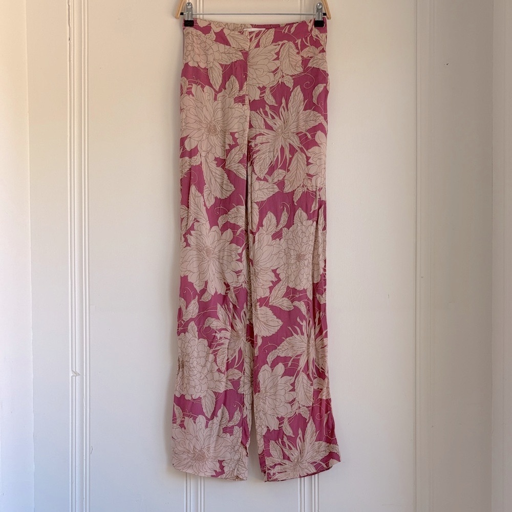 Mango Pink and Cream Floral Pants